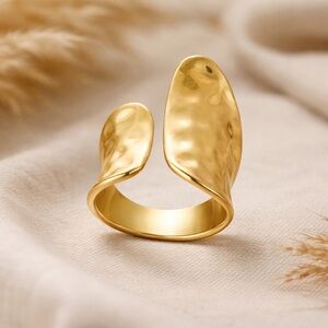 Gold Sculptural Molten Ring | Adjustable Statement Band